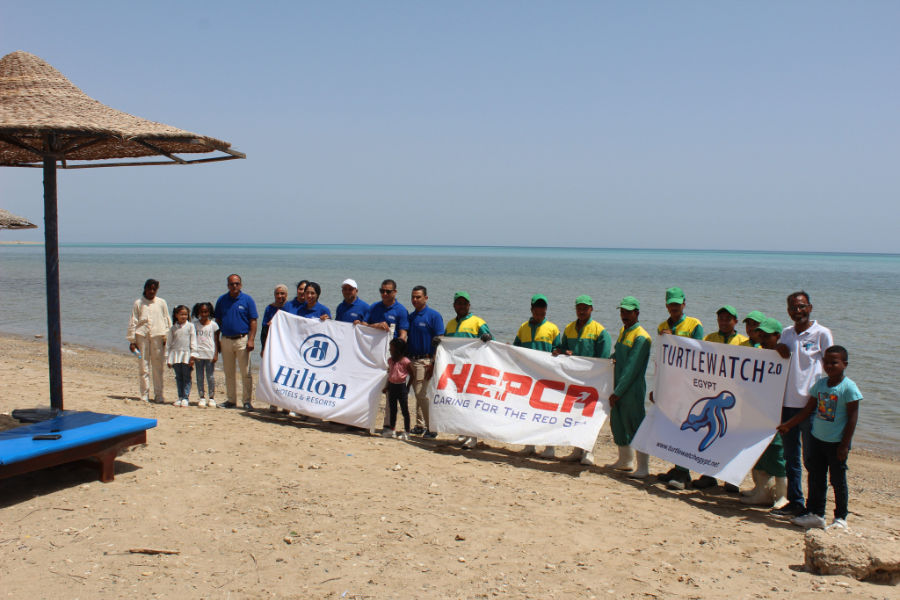 The HEPCA team at a shoreline cleaning event