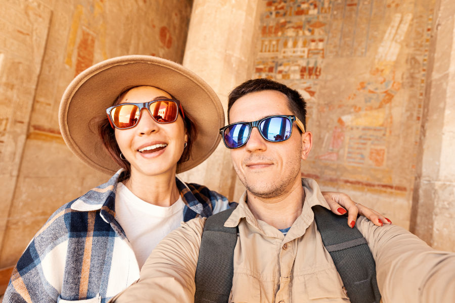 Young honeymooners exploring Luxor