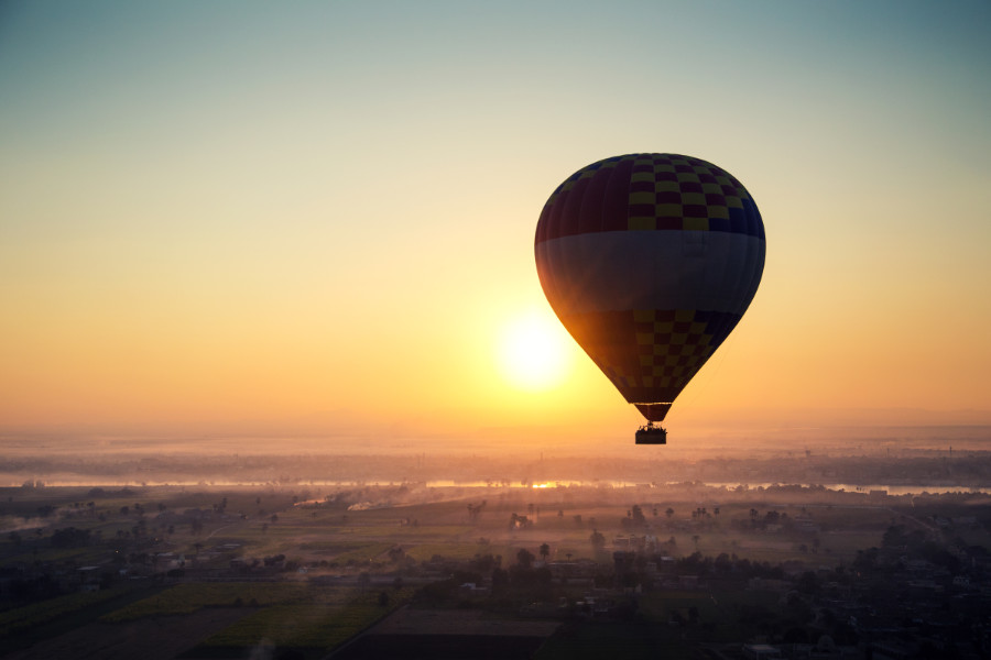 Sunrise views from a hot air balloon in Luxor