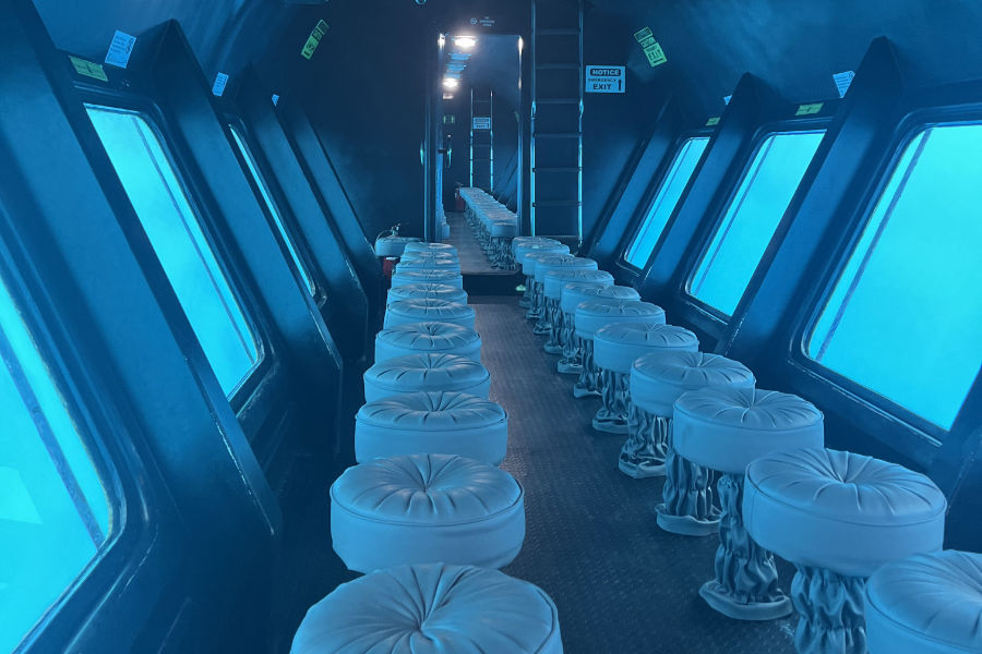 Lower deck seats on a semi-submarine